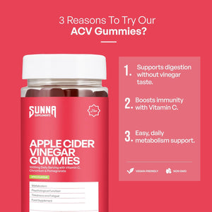 Sunna Supplements Apple Cider Vinegar Gummies 1000Mg – Supports Metabolism & Immune Health – with Vitamin C, Chromium & Pomegranate – Vegan, Non-Gmo, Gluten Free – 60 Gummies