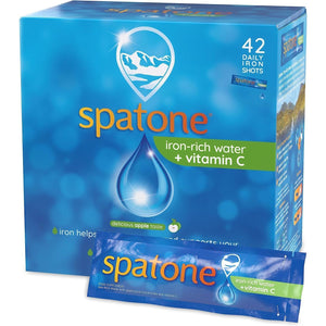 Spatone Natural Iron Supplement + Vitamin C (42 Sachets), Daily Convenient Liquid Iron Sachets, Nothing Artificial, Better Absorption than Tablets, Less Side Effects, Apple Flavour