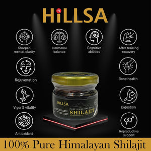 Hillsa Original 100% Natural Himalayan Pure Shilajit for Men & Women Tested with 85+ Trace Minerals & Rich Fulvic Acid 20Gm