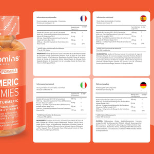 Turmeric Gummies – 4000Mg High Strength Turmeric and Ginger Gummies with Curcumin, Black Pepper & Vitamin D – Tumeric Supplements Joint Support –Immunity, Muscle & Bone – Novomins