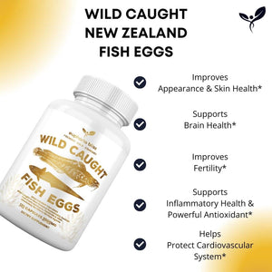 Wild Caught Fish Eggs, Omega 3 Supplement Supports Brain, Heart, Fertility and Inflammatory Health, Whole Food Source of Vitamin D, K2, and A, Non-Gmo, 120 Capsules