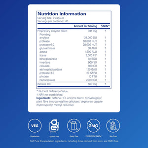 Pure Encapsulations Digestive Enzymes Ultra with Betaine Hcl - 90 Capsules