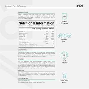 L-Carnitine 3000Mg with Bioperine - 120 Vegan Capsules - Energy & Metabolism Support - High Strength Acetyl L-Carnitine Complex (1 Month Supply) by Alpha01