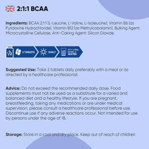 BCAA Tablets 2000Mg - 180 Tablets - with Essential Amino Acids - Vitamin B6 & B12-3 Months Supply - 2:1:1 Ratio Bcaas - for Men & Women - Vegan & Non-Gmo