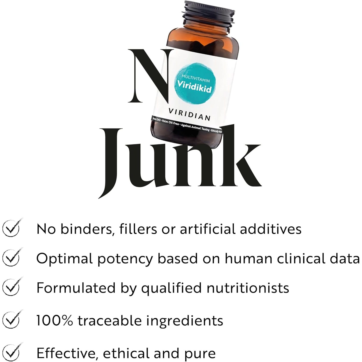 Viridian - Viridikid Multivitamin & Mineral Capsules | Essential Nutritional Support for Kids 2+ | Pure Formula with Vitamins A, B, C, D, E, K, Zinc, Iron | Easy-To-Swallow Microcapsules | 90 Caps