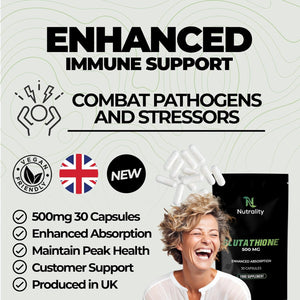 Nutrality Glutathione Supplement 500Mg | Premium Glutathione for Skin Health, Enhanced Immunity, Defence & Detox | Energy & Vitality Boost | Superior Absorption & Effectiveness | 30 Capsules