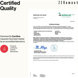 L-Carnitine 3000 Mg – 180 High-Dosage Capsules – for an Active Lifestyle – Vegan Capsules, Free from Gluten, Lactose & Soy – Sports Supplement – Zenement