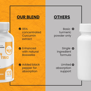 Curcumin Supreme Trio with Curcumin 95% Boswellia Serrata & Bioperine – High-Strength for Joint, Inflammation, and Immune Support – Vegan Capsules – Premium Absorption Formula