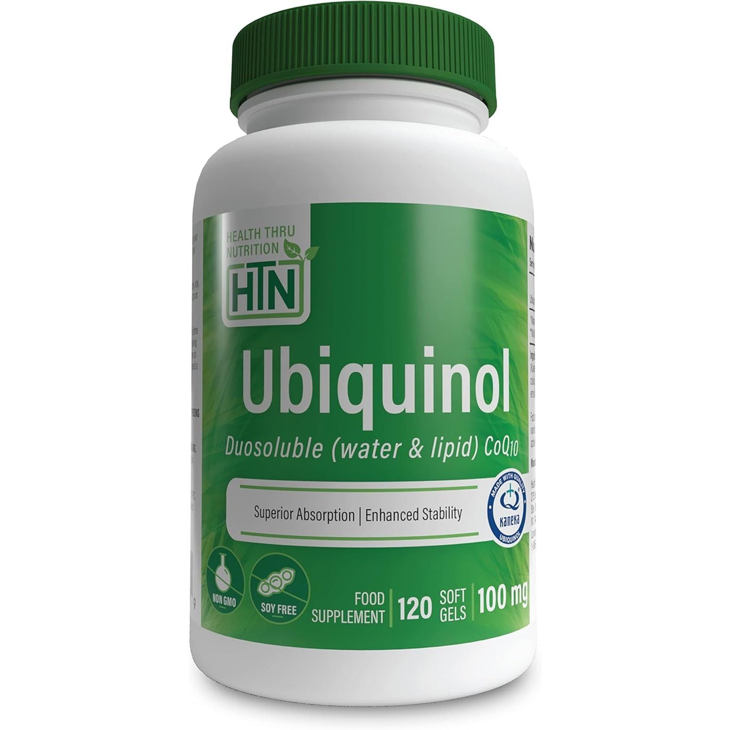 Ubiquinol 100Mg 120 Softgels (Duosoluble: Water & Lipid) Superior Absorption Coq-10 (As Kaneka Ubiquinol) Non-Gmo by Health Thru Nutrition