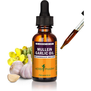 Herb Pharm Mullein Garlic Herbal Oil - Contains Calendula, Garlic, Mullein Flower, St. John'S Wort, Olive Oil, 1 Ounce