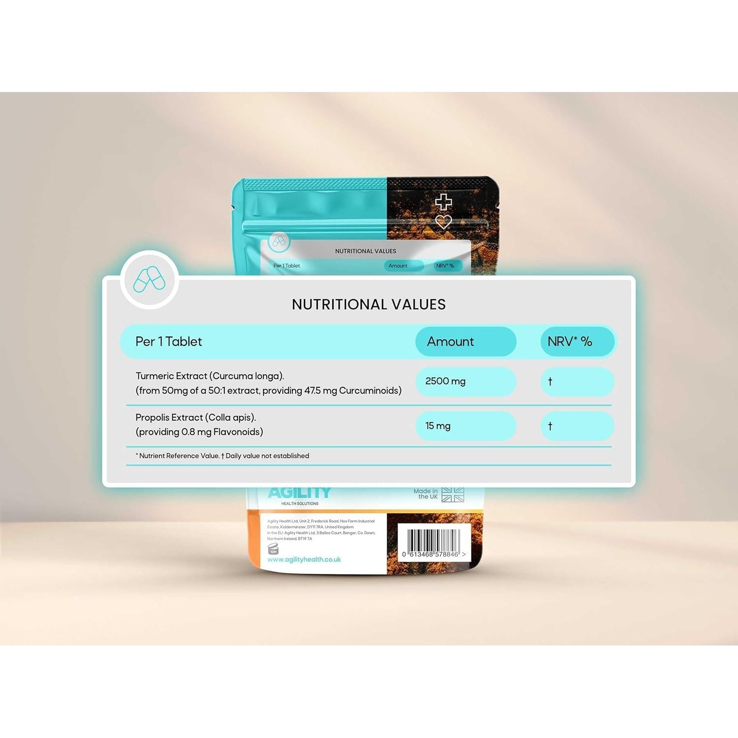 VYTALIVING 2500Mg High Strength Turmeric Tablets with Honey & Vitamin C, Turmeric Supplements, Herbal Food Supplement for Joint Function & Immune System Health | 60 Tablets