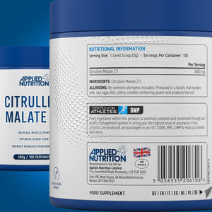 Applied Nutrition Citrulline Malate 2:1 | 3000Mg per Serving Nitric Oxide Booster Amino Acid Powder Supports Muscle Recovery Improves Performance Vegan Gluten Free (300G - 100 Servings) (Unflavoured)