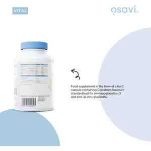 Osavi Colostrum Immuno 800Mg – 120 Capsules | Bovine Colostrum with 18% Immunoglobulins G and Highly Absorbable Zinc Gluconate