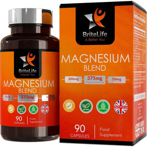 BL Magnesium Malate, Glycinate & Citrate Triple Complex | 90 Magnesium Capsules - 375Mg Citrate, Malate & Glycinate with Zinc, Calcium & Vitamin B6 | Non-Gmo, Dairy & Gluten Free