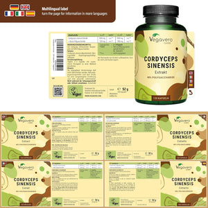 Vegavero Cordyceps Sinensis 6500 Mg | 10:1 Mushroom Extract | 4-Month Supply | 40% Polysaccharides | NO Additives | Lab-Tested | Vegan