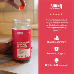 Sunna Supplements Apple Cider Vinegar Gummies 1000Mg – Supports Metabolism & Immune Health – with Vitamin C, Chromium & Pomegranate – Vegan, Non-Gmo, Gluten Free – 60 Gummies