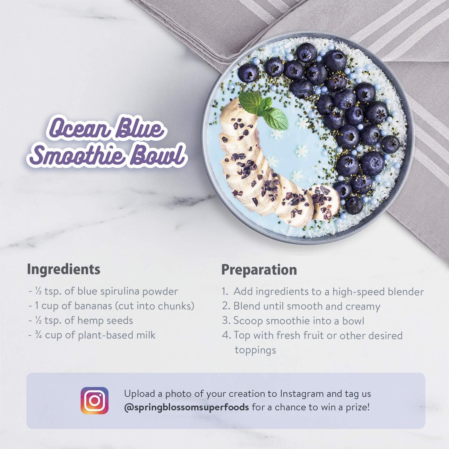 75G Blue Spirulina Powder 100% Natural Phycocyanin Vibrant Blue Colour Premium Quality Vegan Superfood Packed with Antioxidants, Protein, Vitamins & Amino Acids, Nutrient-Dense Immune System Booster