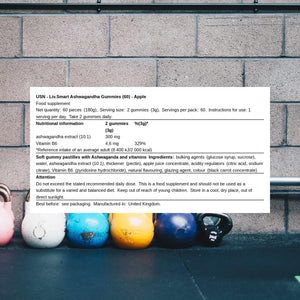 USN Liv.Smart by Usn Ashwagandha Gummies - 60 Delicious Apple Flavoured Stress Management Gummies with Added Vitamin B6 - for Mental Support, Mental Energy and Immunity Support