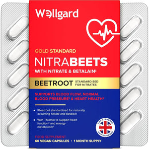 Wellgard Nitrabeets – Beetroot Supplement Supporting Normal Blood Pressure, Muscle Function & Heart Health – 60 Vegan Capsules