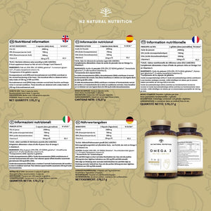 Omega 3 2000Mg 700Mg EPA + 500Mg DHA with Vitamin E, Supports Normal Heart, Brain & Vision Function. Heavy Metal Free. 120 Softgel N2 Natural Nutrition