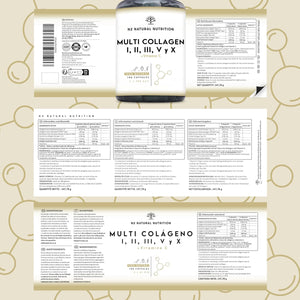 Multi Collagen 1650Mg Type I, II, III, V, X. Bovine, Marine Collagen Peptides 180 Capsules Enhanced with Vitamin C, for Joint Care, Skincare & Hair High Strength Collagen N2 Natural Nutrition
