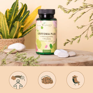 Vegavero 5HTP High Strength | 750 Mg Griffonia Seed, Rhodiola & Ashwagandha Extracts | Premium Branded Raw Materials | Synergistic & Natural Adaptogens | NO Additives, Lab-Tested | Vegan