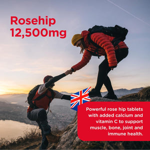 Healthspan Rose Hip 12,500Mg (90 Tablets) | Supports Joint & Immune Health | Helps Maintain Flexible Joints | Added Vitamin C & Calcium | Fatty Acids | Flavonoids | Vegan