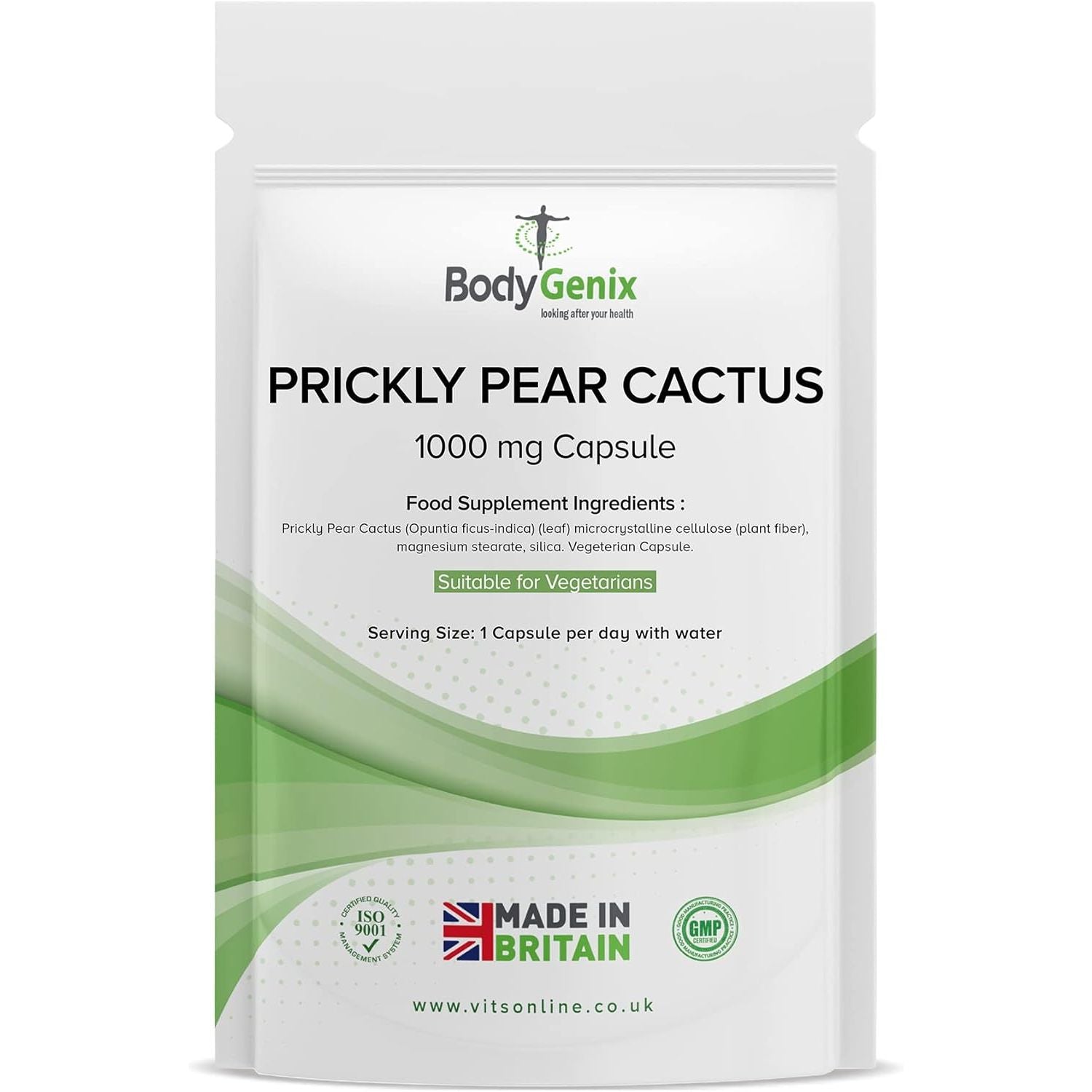 Bodygenix Prickly Pear Cactus Capsules - 1000Mg Digestive Health Immune System anti Inflammation Support Natural Dietary Supplement - 120 Capsules 4 Month Supply