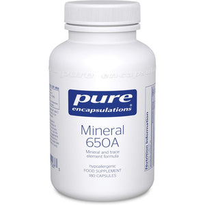 Pure Encapsulations Mineral 650A - with Calcium, Magnesium, Iron, Iodine, Selenium & Zinc - Hypoallergenic Mineral and Trace Element Formula - 180 Capsules