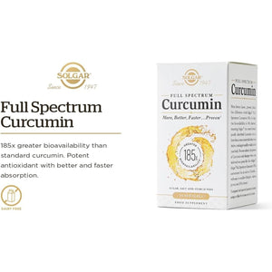 Solgar Full Spectrum Curcumin Softgels - Pack of 90 - Potent Antioxidant - Faster Absorption - Free from Sugar, Salt, Starch, Gold