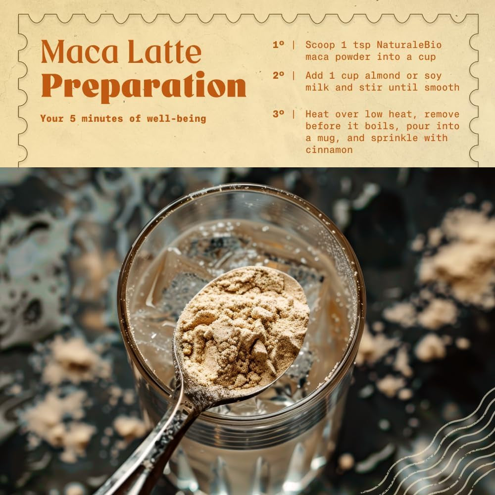 Naturalebio Organic Maca Powder 400G. Peruvian, Natural and Pure, from Organic Maca Root. Vegetarian and Vegan Friendly - Gelatinised