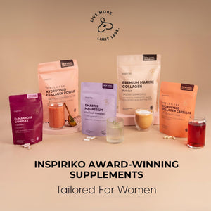 Inspiriko Bovine Collagen Powder for Women. Award Winning, 50 Servings, with Hyaluronic Acid, Biotin & Vitamin C. UK Made, Grass-Fed, 10,000Mg Unflavoured Hydrolyzed Collagen Peptides Powder 510G