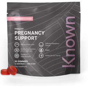 Known Pregnancy Support Multivitamin Gummies – 400Μg Folic Acid – for Maternal Health – Natural Raspberry Flavour – 30 Vegan Gummies, 15 Day Supply