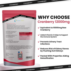 Cranberry 12,000Mg Tablets — 120 Tablets Non-Alcoholic & Gluten-Free Antioxidant Syrup — Fights Urinary Tract Infections & Strengthens Your Immunity — Naturally Extracted Pure Cranberries