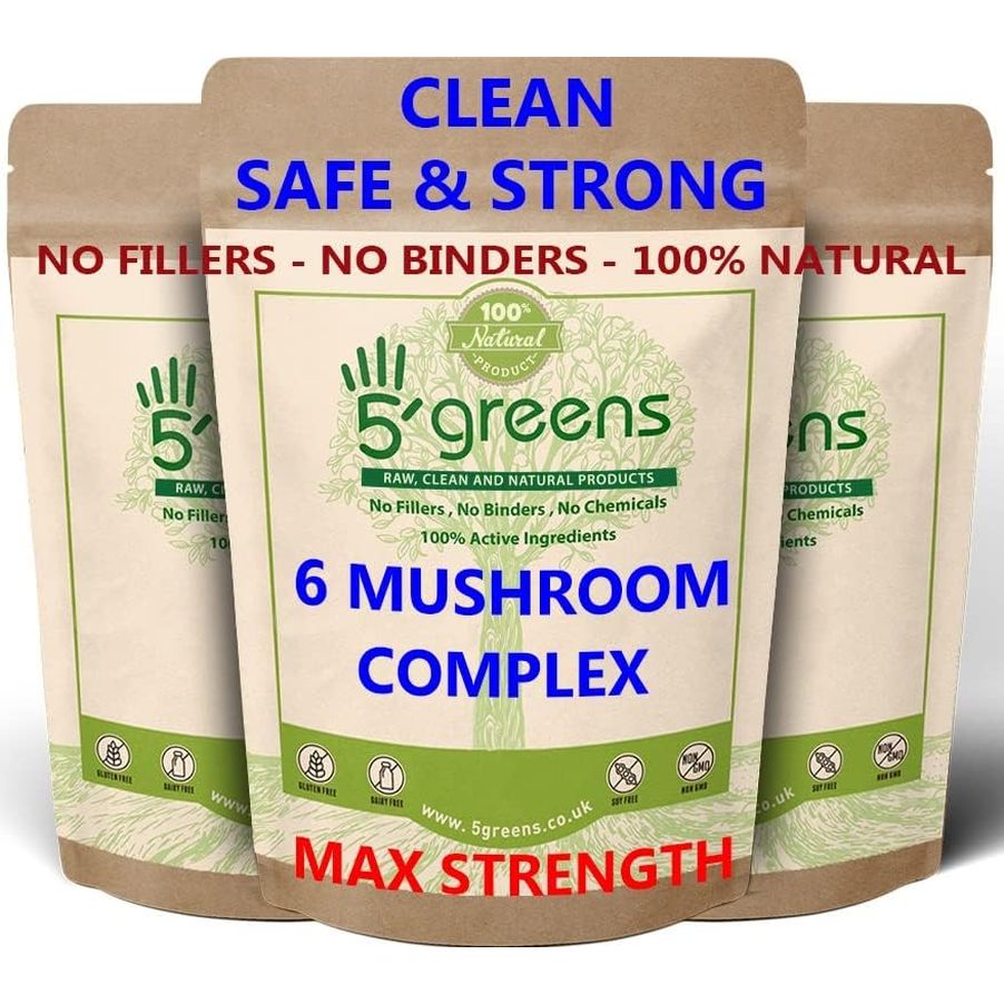 Mushroom Complex 6 Lions Mane, Reishi,Shitake, Chaga, Cordyceps Maitake 12,000Mg No Chemicals 100% Natural 100% Vegan 120 Capsules