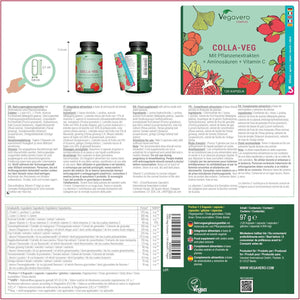 Vegavero Vegan Collagen Supplement 2000 Mg | Complex with L-Lysine, L-Proline, Vitamin C (Acerola) & Superfoods Extracts | NO Additives, Lab-Tested | 120 Capsules