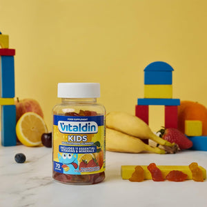VITALDIN Kids Multivitamin Gummies – Food Supplement for Children with 11 Essential Vitamins & Minerals – 70 Chewable Gummies (1-Month Supply); Fruit Flavour – Vitality & Immune System – Gluten Free