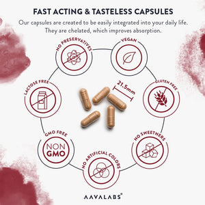 Gentle Iron Supplements for Women and Men - 42 Mg Iron Tablets High Strength with Natural Vitamin C - Active Form - Bisglycinate - Fatigue Supplements with High Bioavailability - 120 Capsules