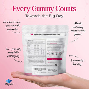 Physis Folic Acid & Pregnancy Vitamins | Prenatal Vitamins for Women | 60 Vegan Melt-In-Your-Mouth Mixed Berry Gummies | with Folic Acid, Vitamin D3, B12, Zinc, Iodine | Uk-Made Pregnancy Supplements