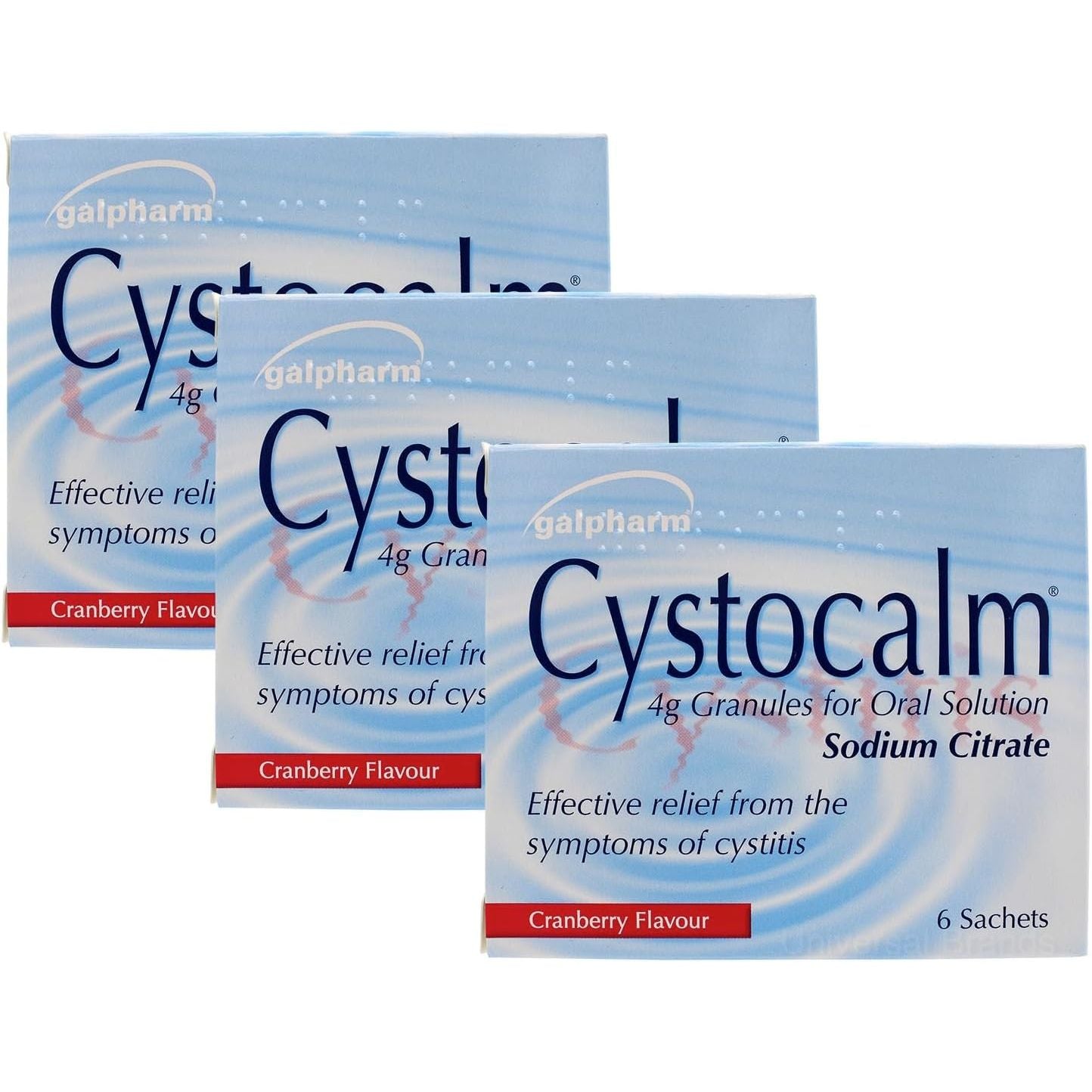 3X Cystitis Relief from Burning Pain, Cystocalm 6 Sachets 4G Granules Cranberry