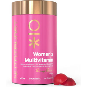 Nutriburst Women’S Multivitamin - Hormone Regulation & Support Collagen Formation - Contains 15 Micronutrients; B5, B6, B12, C, D - Vegan, Sugar Free Supplement - 60 Berry Gummies - 1 Month Supply