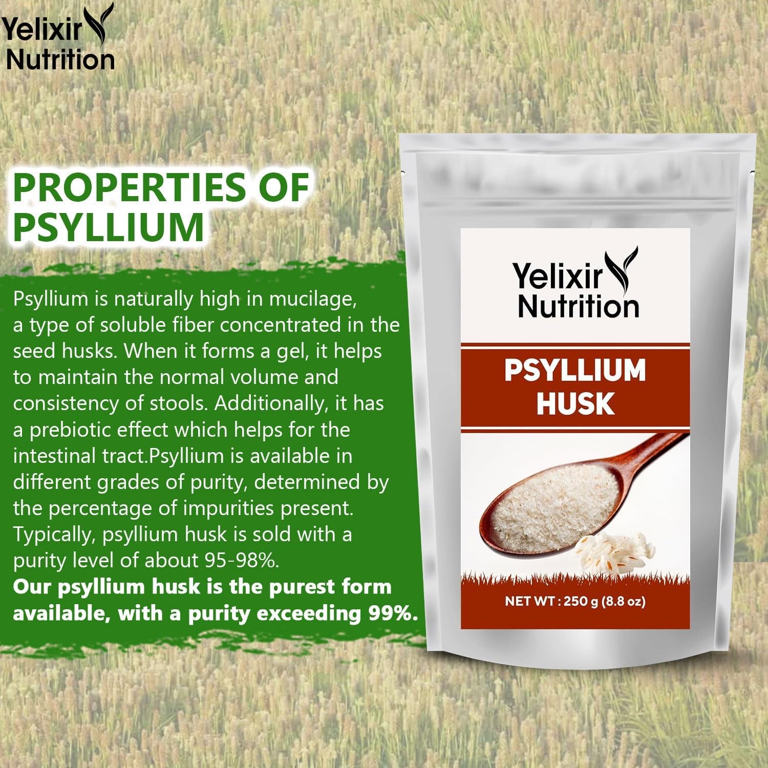 Yelixir Nutrition Psyllium Husk Whole 250 G
