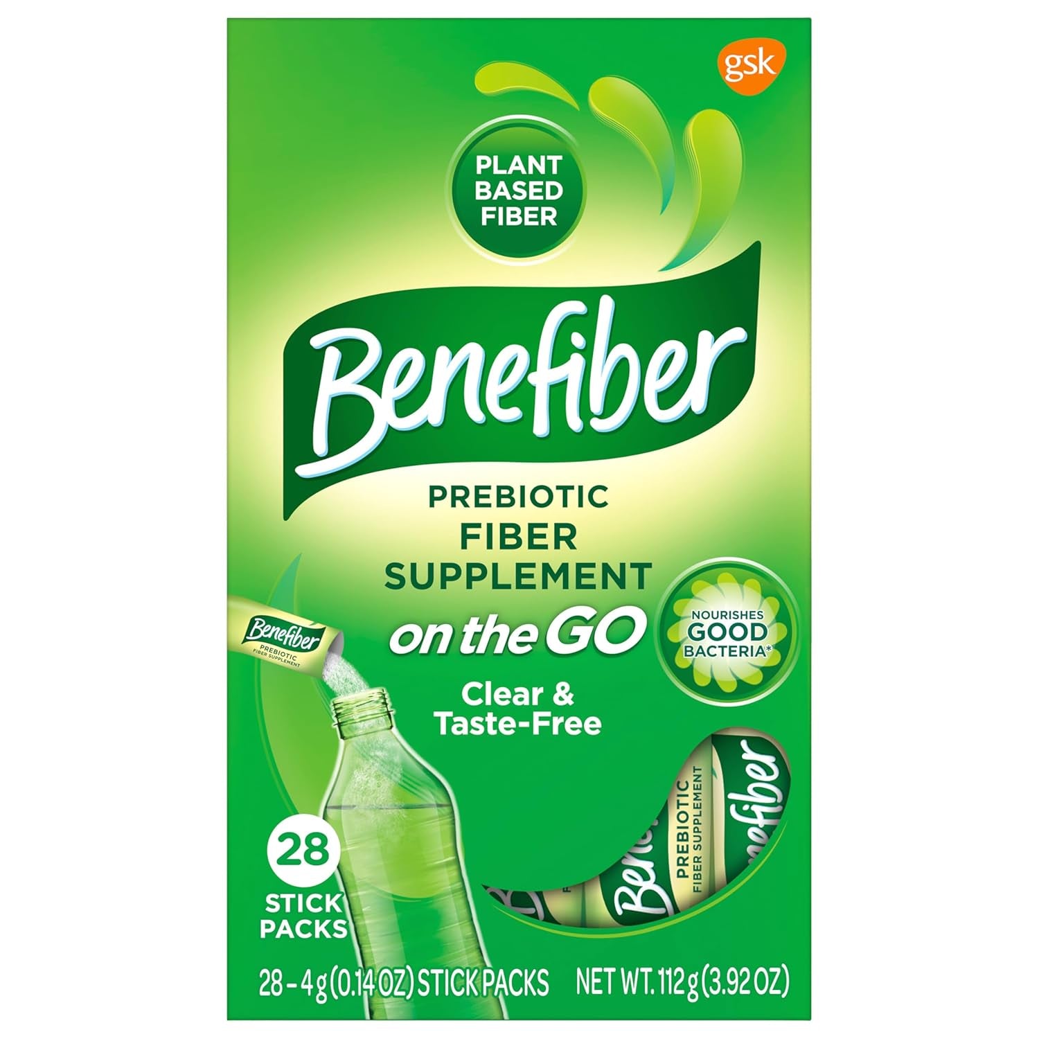 Benefiber 302805 Fiber Supplement Powder Stick Packs for Digestive Health, 28 Sticks, 3.92 Ounces