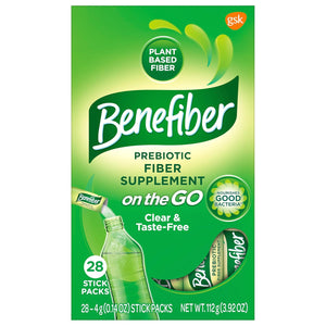 Benefiber 302805 Fiber Supplement Powder Stick Packs for Digestive Health, 28 Sticks, 3.92 Ounces
