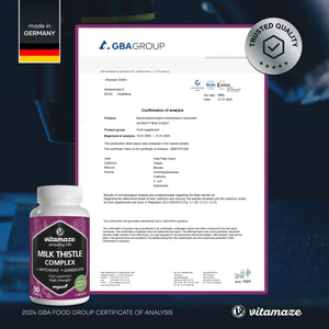 Milk Thistle High Strength 6000Mg (3 Months) with Dandelion & Artichoke, High Dose, 80% Silymarin Extract, Natural Liver Cleanse Supplement, 90 Vegan Capsules. Vitamaze®