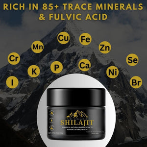Pure Himalayan Shilajit Resin - 50G | Authentic, Natural Mineral Pitch from the Himalayan Mountains | Gold Grade 100% Pure, Rich in Fulvic & Humic Acid | Potent Energy & Stamina Booster