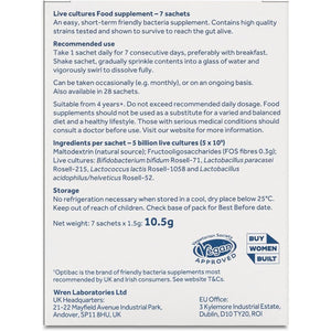 Optibac Probiotics One Week Flat - Vegan Digestive Probiotic Supplement Powder Suitable for Bloating with 5 Billion Bacterial Cultures - 1 Week Supply, 7 Sachets