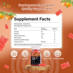 Ved Co Enzyme Q10 Gummies | Support Healthy Heart and Muscles, Promote Cellular Energy, Super Antioxdiant | Vegetarian & Vegan for Men and Women- 60 Chews 30 Days’ Supply