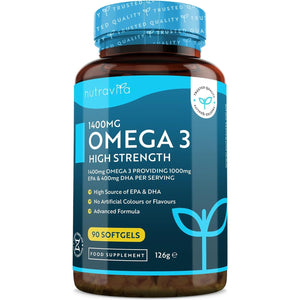 Highest Strength Omega 3 Fish Oil 2000Mg - Providing 1000Mg EPA & 400Mg DHA per Serving - Sustainably Sourced & Contaminant Free - Made in the UK by Nutravita