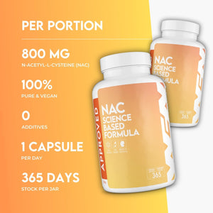 WFN Approved NAC 800 Mg per Capsule - N-Acetyl-L-Cysteine - 365 Capsules Annual Supply - Highly Dosed, Vegan, without Additives - Produced & Laboratory Tested in Germany